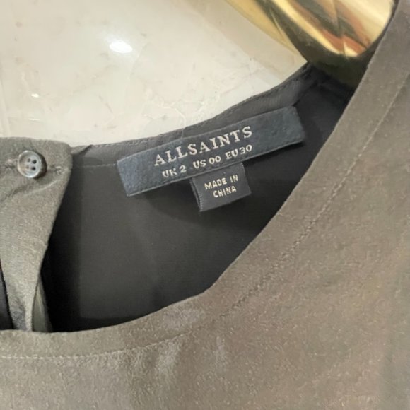 ALL SAINTS {0} Chocolate Silk Sleeveless Mini Dress - Picture 2 of 5